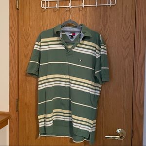 Men’s Tommy Hilfiger Polo T-Shirt, Green, Yellow, White. Size: Medium